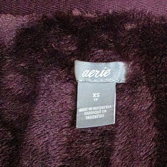 Aerie Faux Fur Plush Plum Purple Zip Teddy Hoodie - Picture 8 of 9